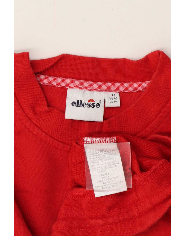 Ellesse - Sudadera corta para mujer, talla 40, algodón rojo mediano