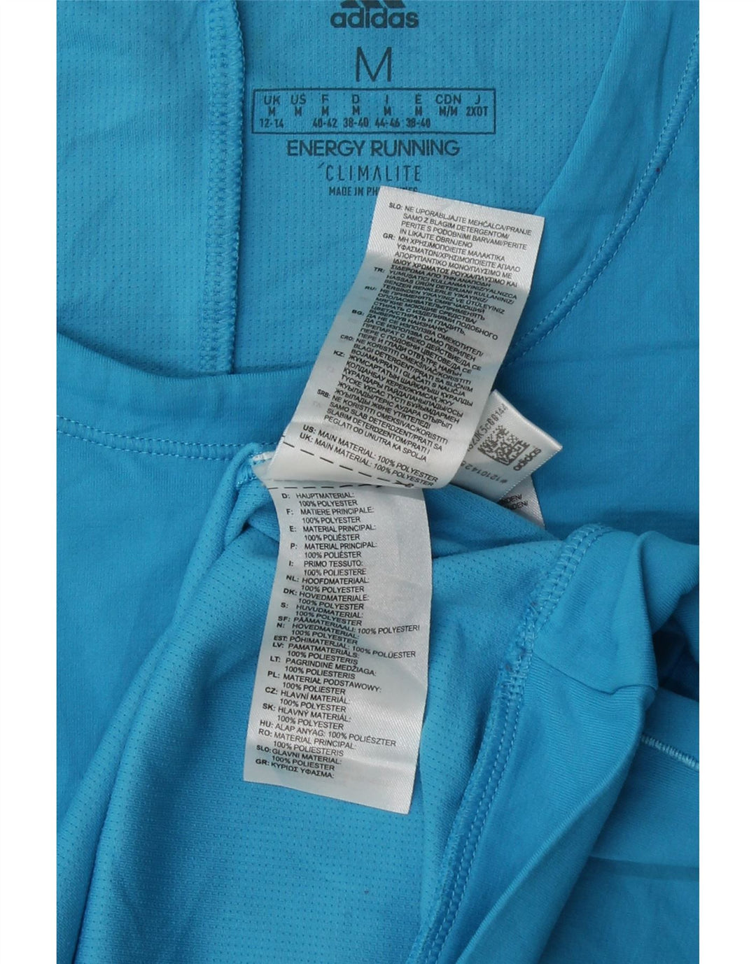 ADIDAS Mujer Climalite Top Manga Larga UK 12/14 Medio Azul Colorblock