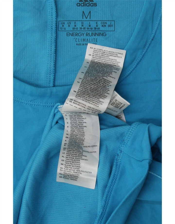 ADIDAS Mujer Climalite Top Manga Larga UK 12/14 Medio Azul Colorblock