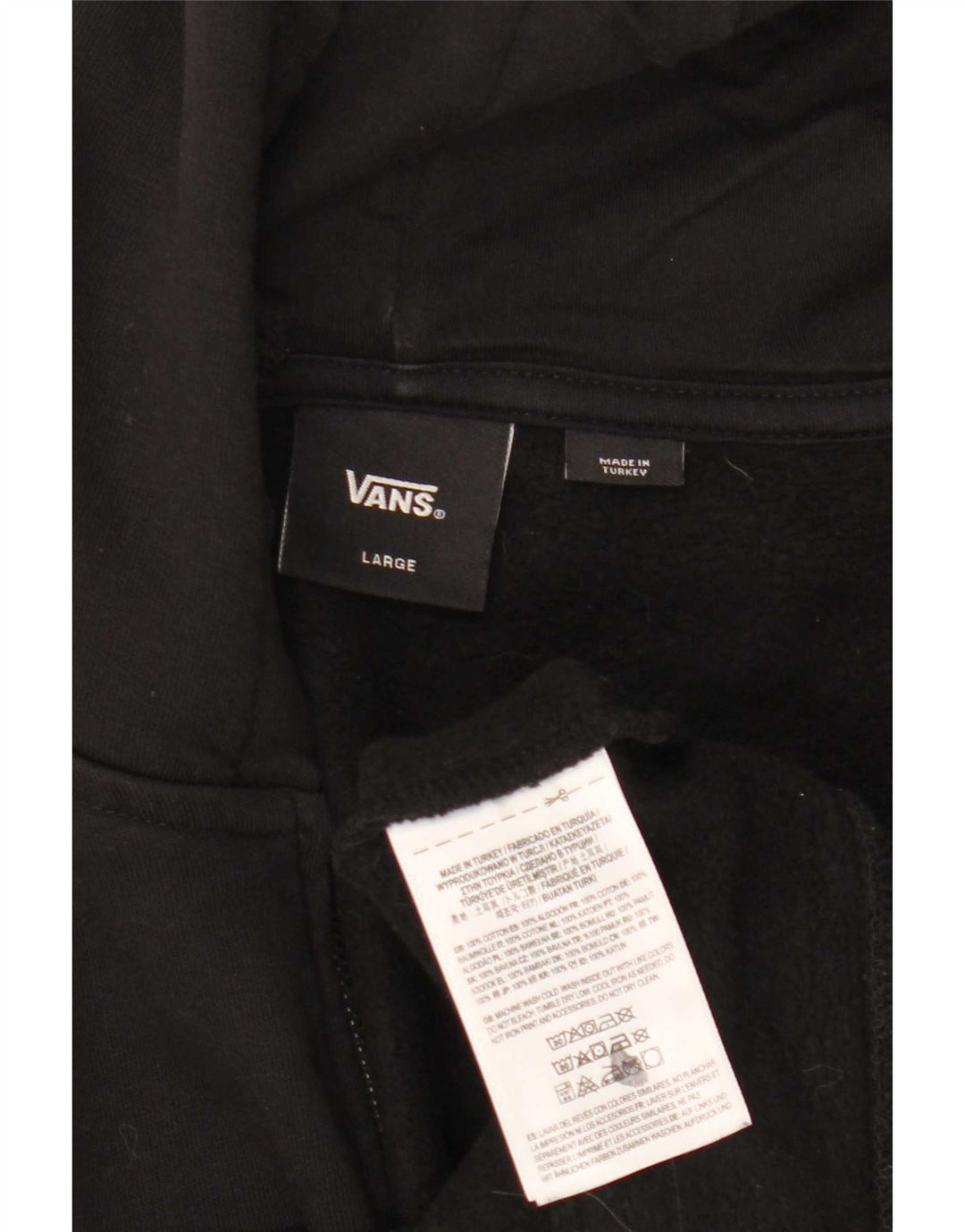 Vans Sudadera con capucha y cremallera gráfica para hombre, talla grande, algodón negro