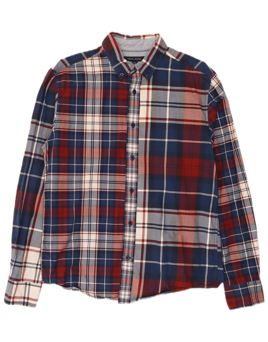 Camisa Tommy Hilfiger Hombre Regular Fit Algodón A Cuadros Azul Medio