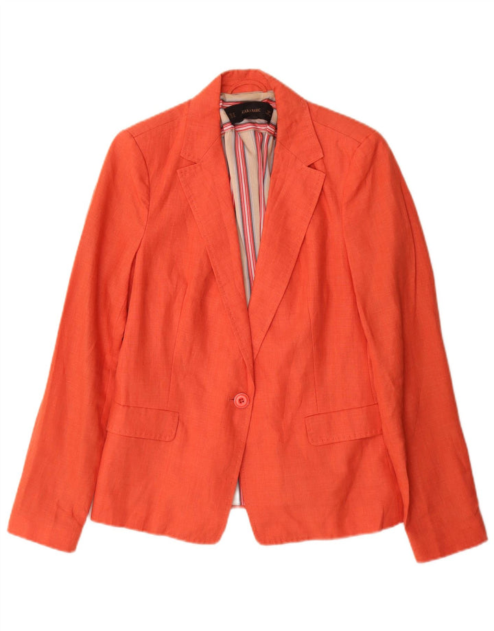 Zara Chaqueta Blazer De 1 Botón para Mujer UK 42 Naranja Mediana