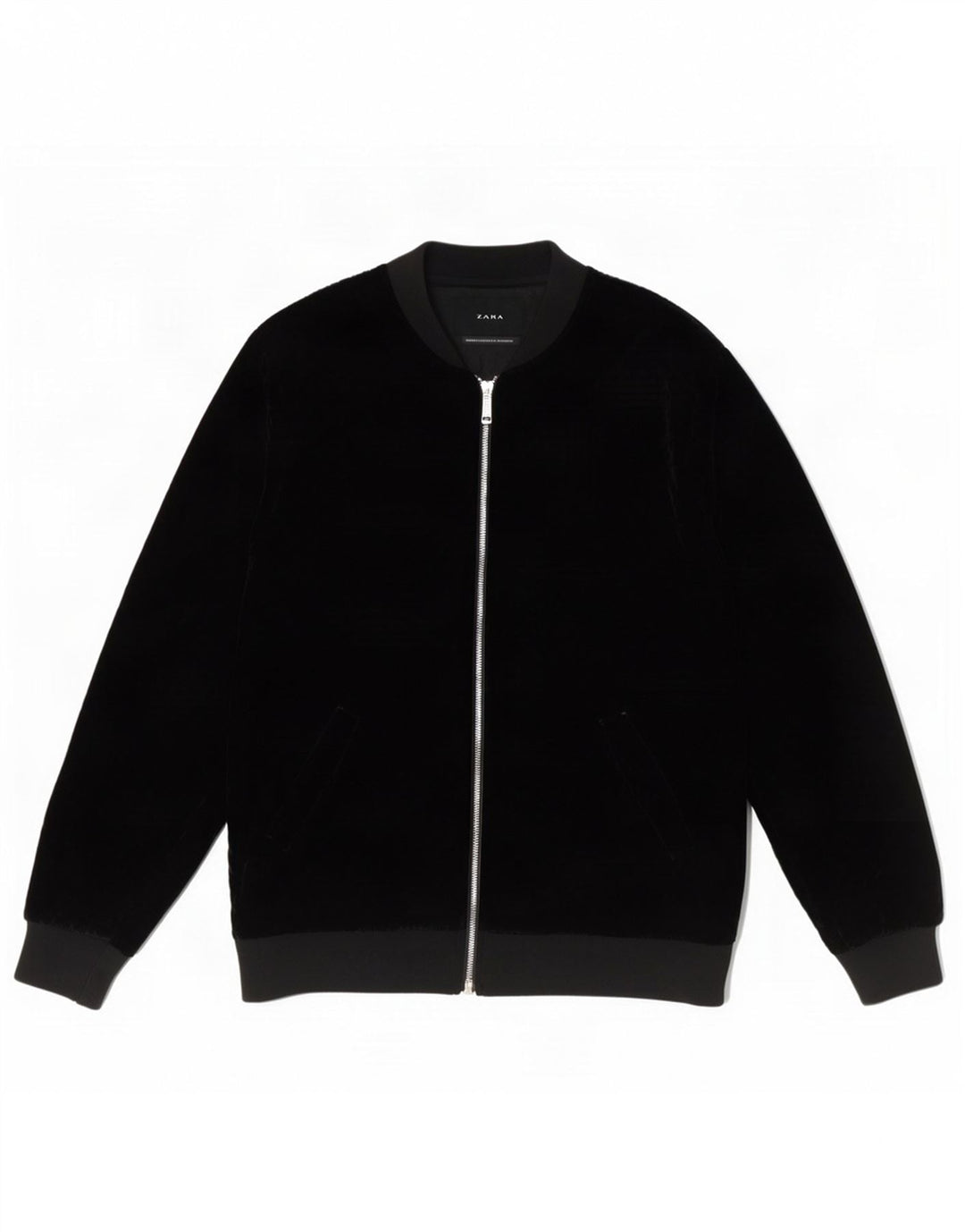 Zara Mens Bomber Jacket UK 40 Grande Poliéster Negro