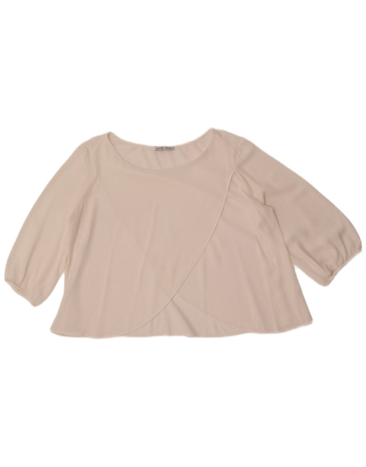 Zara Mujer Blusa Corta De Manga Larga Top UK 46 Large White