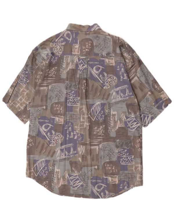 Jean Legalli Camisa gráfica de manga corta para hombre, talla 41/42, grande, gris