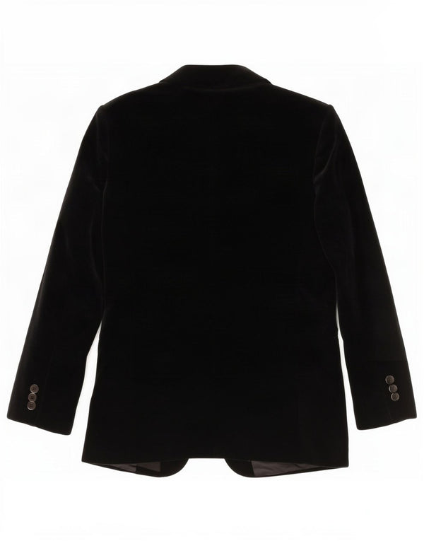 Vintage mujer 3 botones terciopelo Blazer chaqueta Reino Unido 14 medio negro