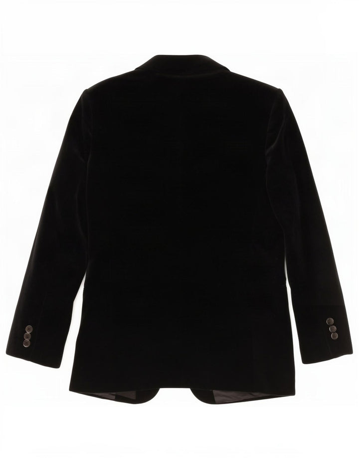 Vintage mujer 3 botones terciopelo Blazer chaqueta Reino Unido 14 medio negro