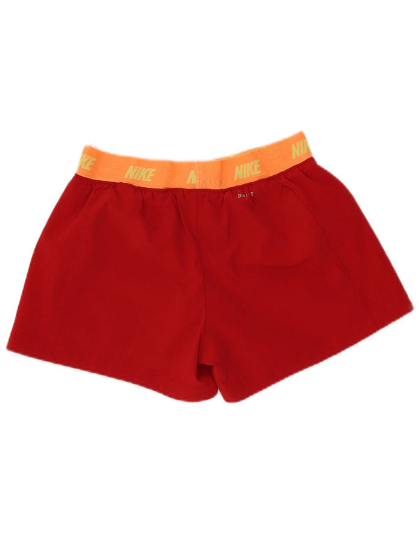 Nike Dri Fit Graphic - Pantalones cortos deportivos para mujer, talla 12, poliéster rojo mediano