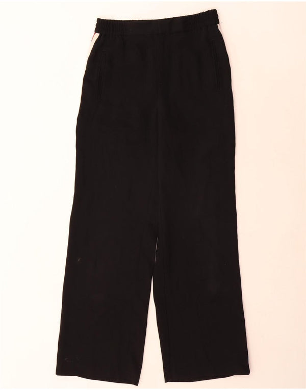 Zara Mujer Pantalones Anchos Small W26 L30 Poliéster Color Block Negro