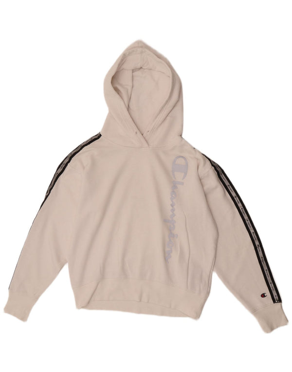 Champion Sudadera con capucha gráfica para mujer UK 46 Large White Colourblock Cotton