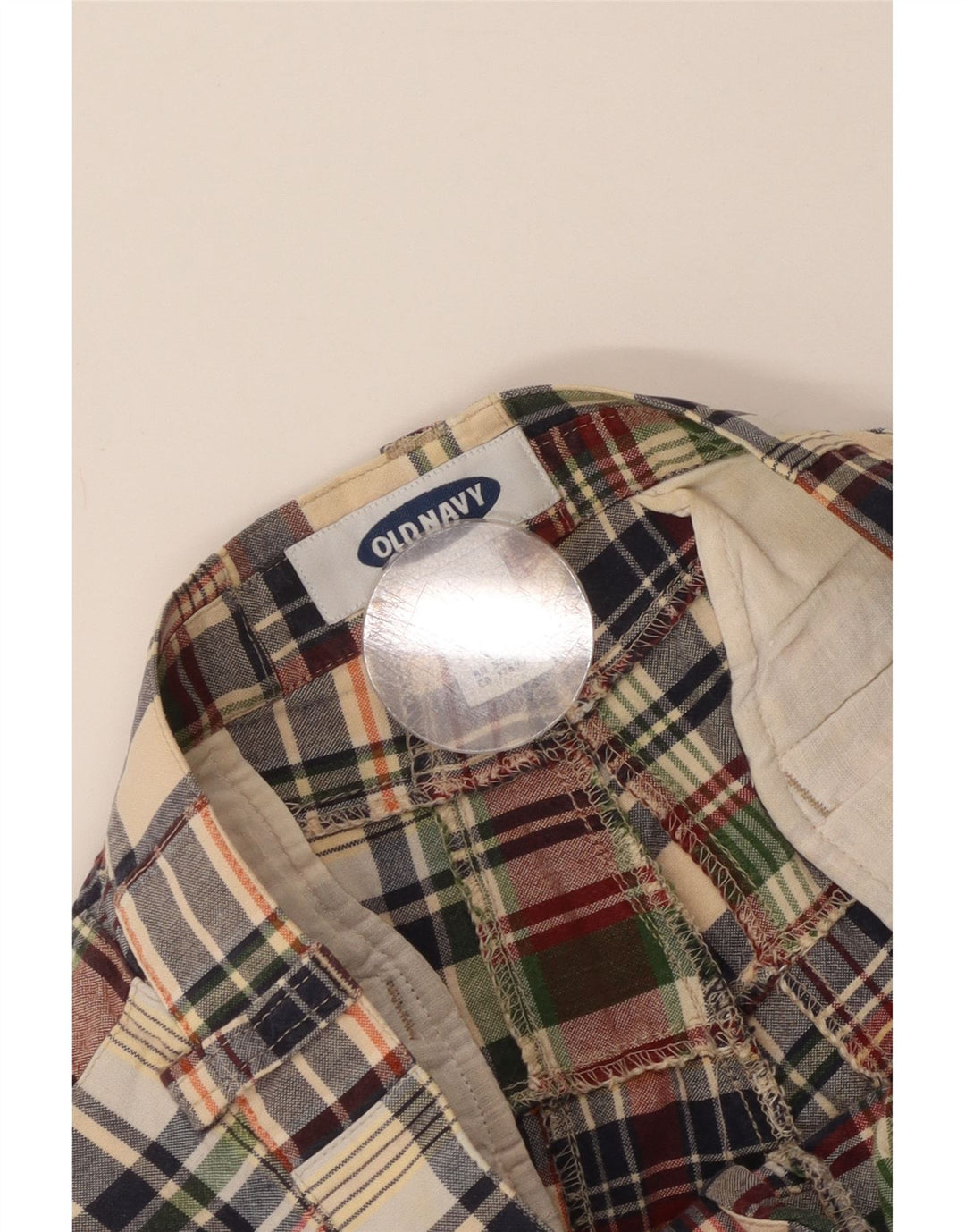 Pantalones cortos chinos para hombre Old Navy W30 Algodón a cuadros multicolor mediano