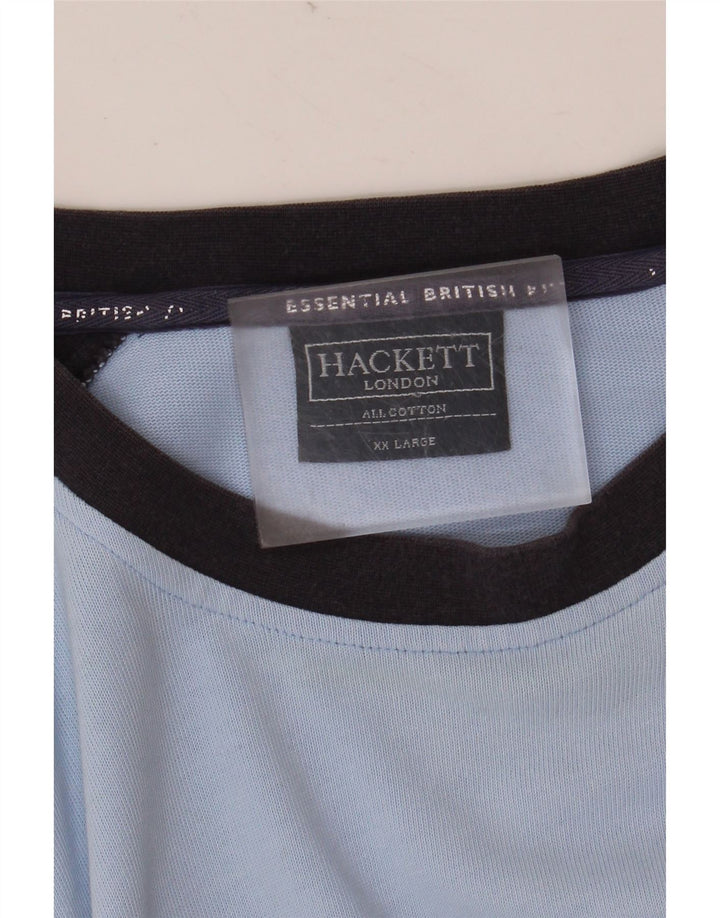 Hackett Mens Graphic Top Manga Larga 2XL Azul Colorblock Algodón