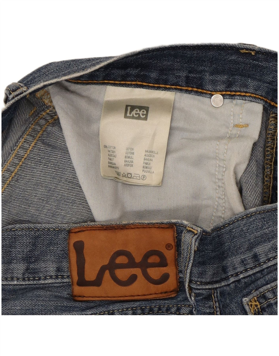 Lee Pantalones Cortos De Mezclilla Con 5 Bolsillos Para Hombre W30 Algodón Azul Medio