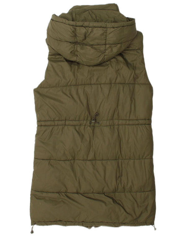 Zara Mujer Chaleco Acolchado Extragrande Con Capucha UK 6 XS Poliéster Verde