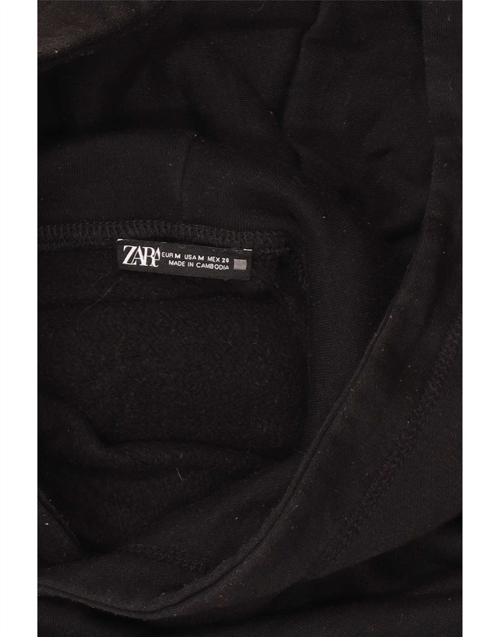 Zara Mujer Crop Sudadera con Capucha Jersey UK 40 Mediano Negro