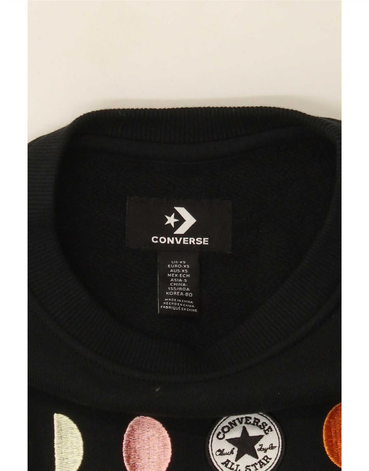 Converse Mujer Oversize Crop Graphic Sudadera Jumper UK 6 XS Negro