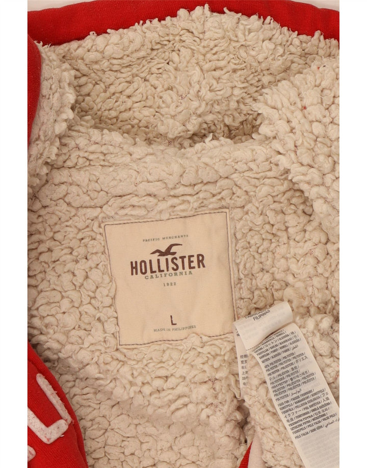 HOLLISTER Suéter con capucha y cremallera gráfica para mujer Reino Unido 40 Grande Algodón rojo