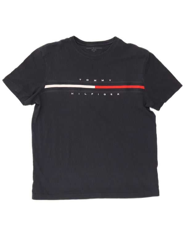 Tommy Hilfiger - Camiseta gráfica para hombre, talla grande, algodón azul marino