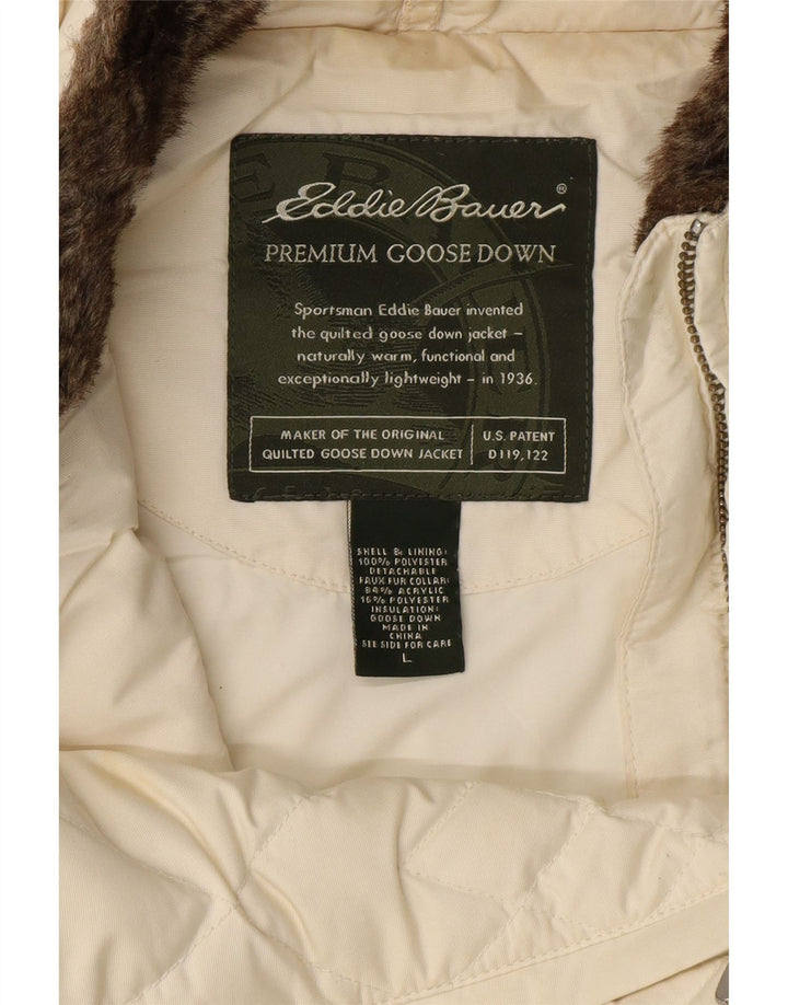 Eddie Bauer Chaleco acolchado para mujer UK 46 Grande Poliéster blanco roto