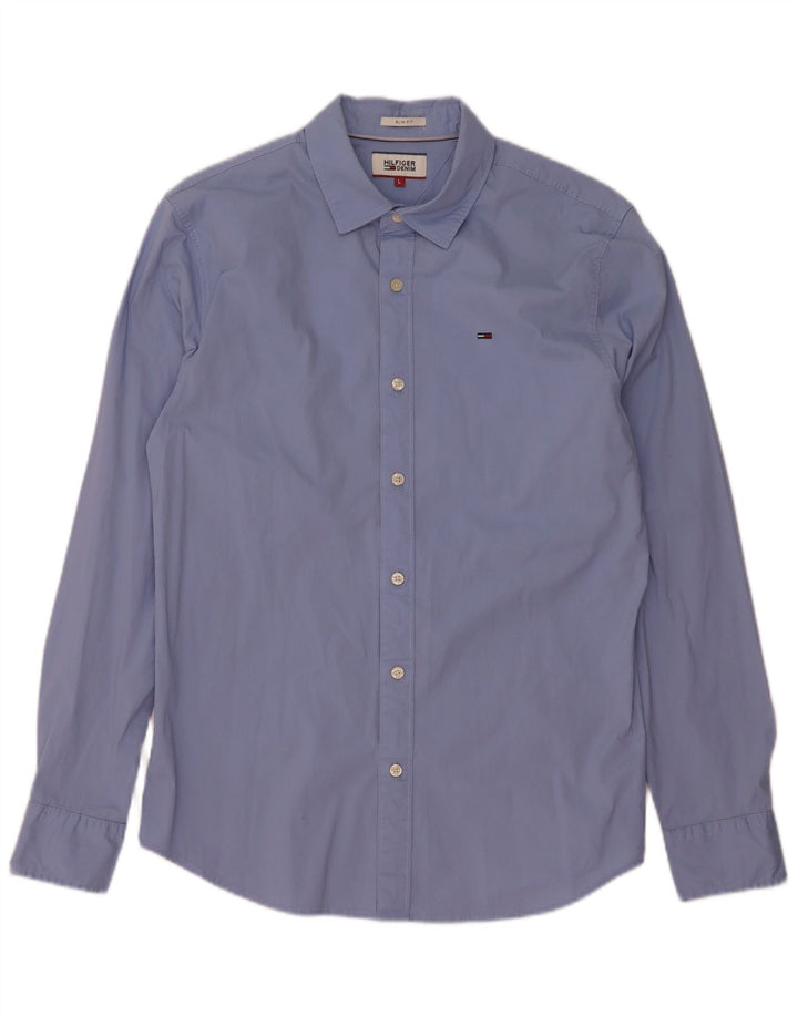 Camisa Tommy Hilfiger Hombre Slim Fit Algodón Azul Grande