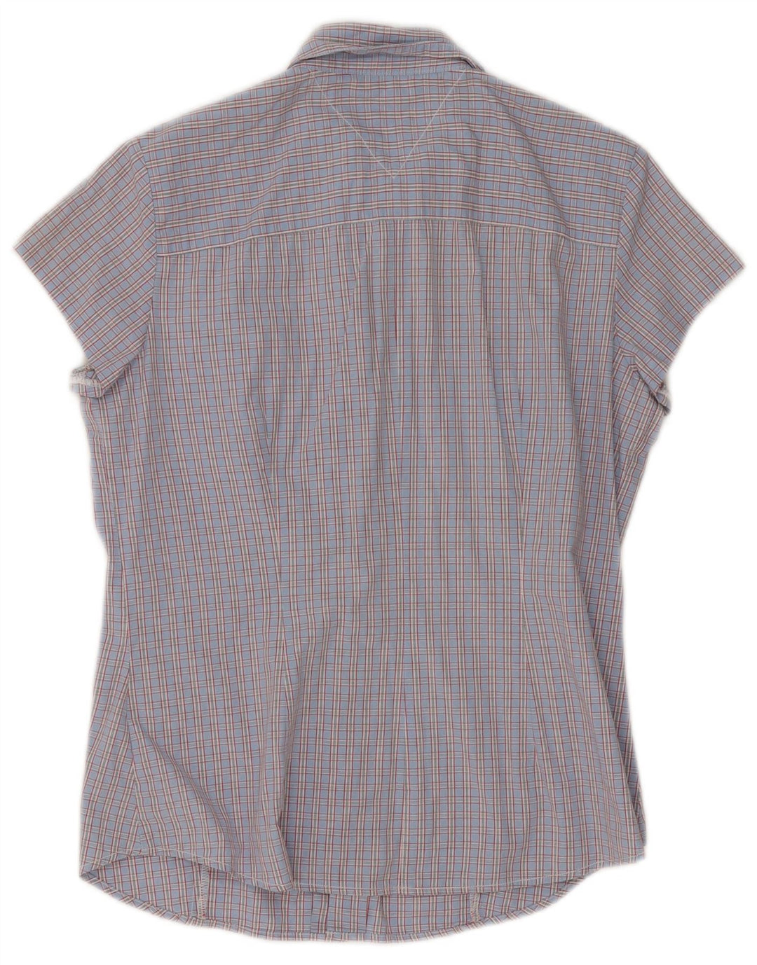Tommy Hilfiger Camisa de manga corta para mujer US 6 Algodón a cuadros azul mediano