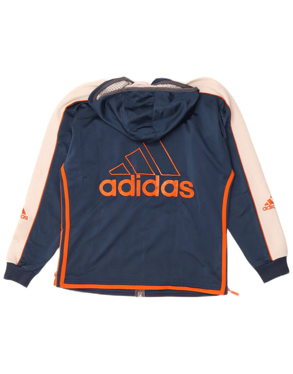 Adidas - Chaqueta de chándal con capucha para niño, 13-14 años, color azul