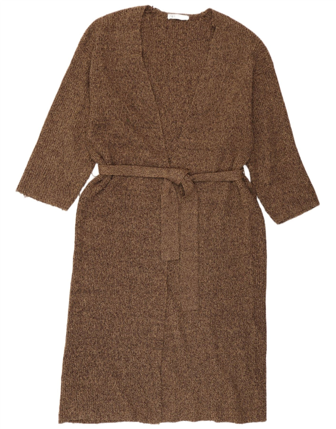 Zara Mujer Jersey Cárdigan Largo Extragrande UK 44 Marrón Medio Moteado