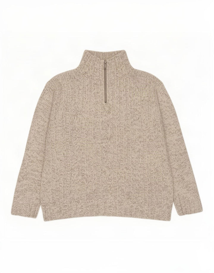 Marks & Spencer Jersey azul con cuello y cremallera Harbor para hombre, talla grande, blanco