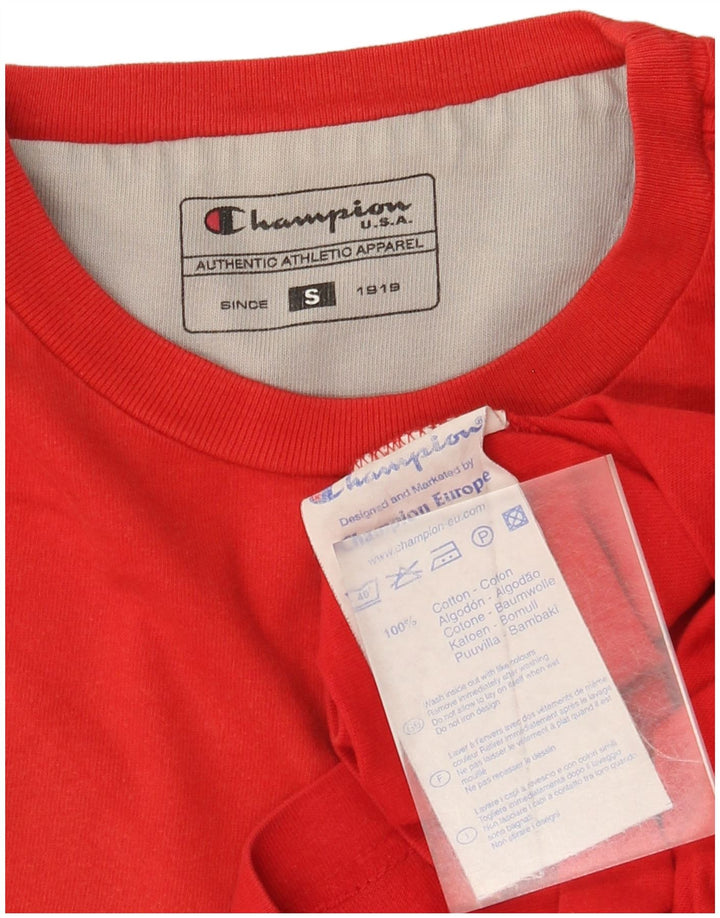 Champion Top gráfico para hombre de manga larga de algodón rojo pequeño