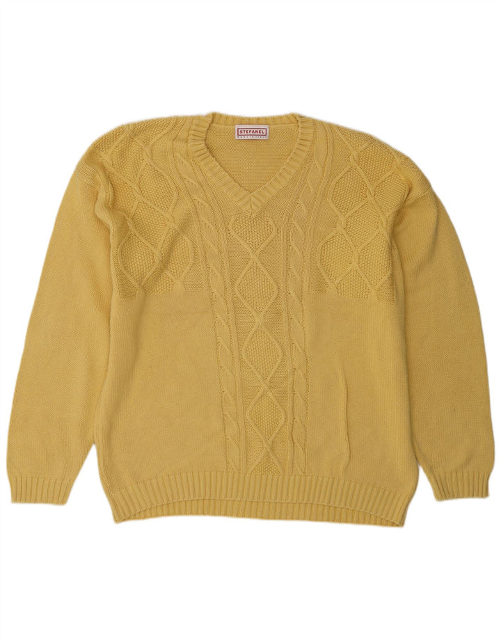 Stefanel Jersey con Cuello en V para Hombre XL Amarillo