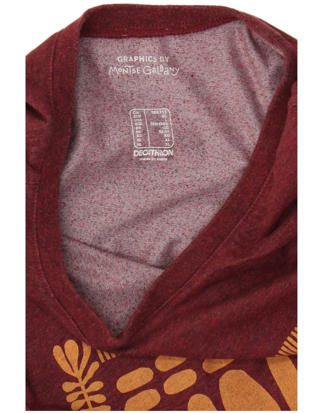Decathlon - Camiseta gráfica para hombre, talla grande, color burdeos