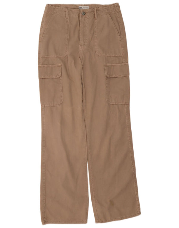Zara Mujer Pantalones Cargo Rectos EU 38 Small W28 L33 Beige