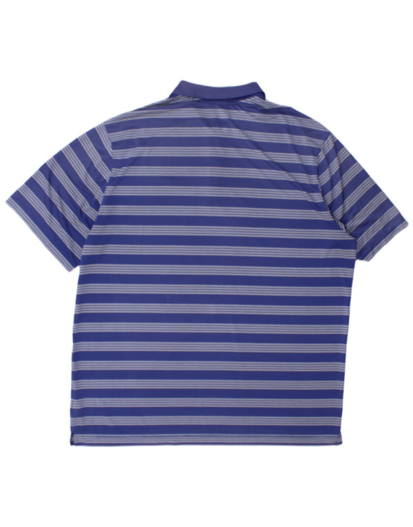 Nike Mens Polo Shirt 2XL Navy Blue Striped Polyester