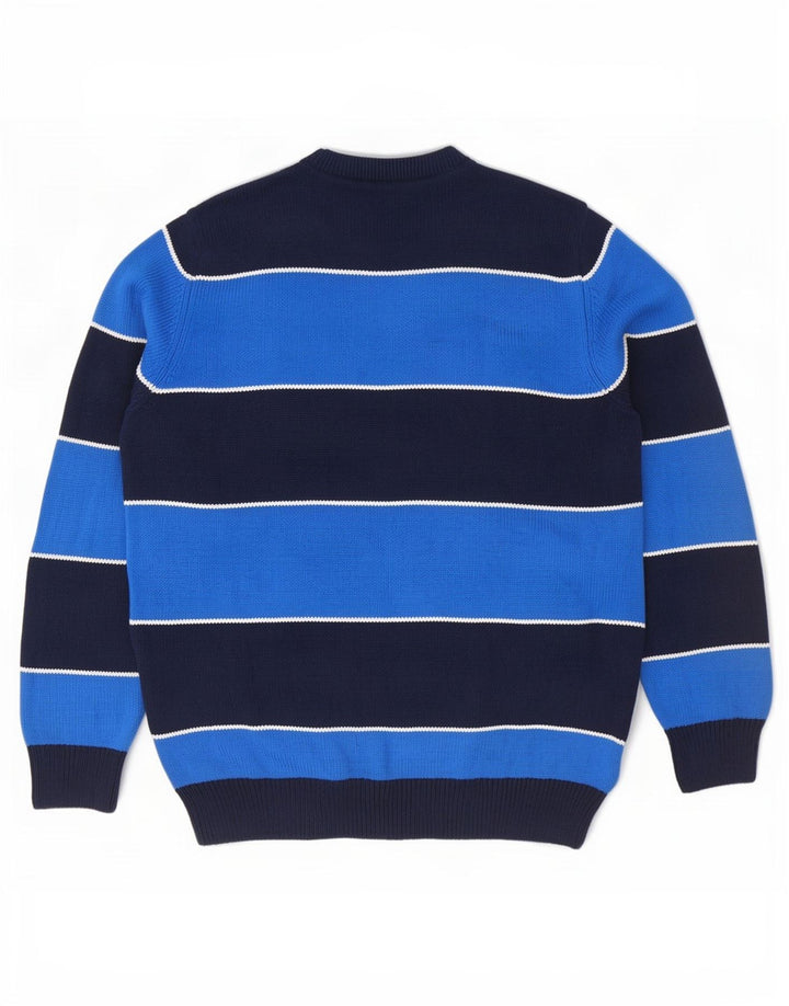 Chaps - Jersey de cuello redondo para hombre, talla grande, algodón a rayas, color azul marino