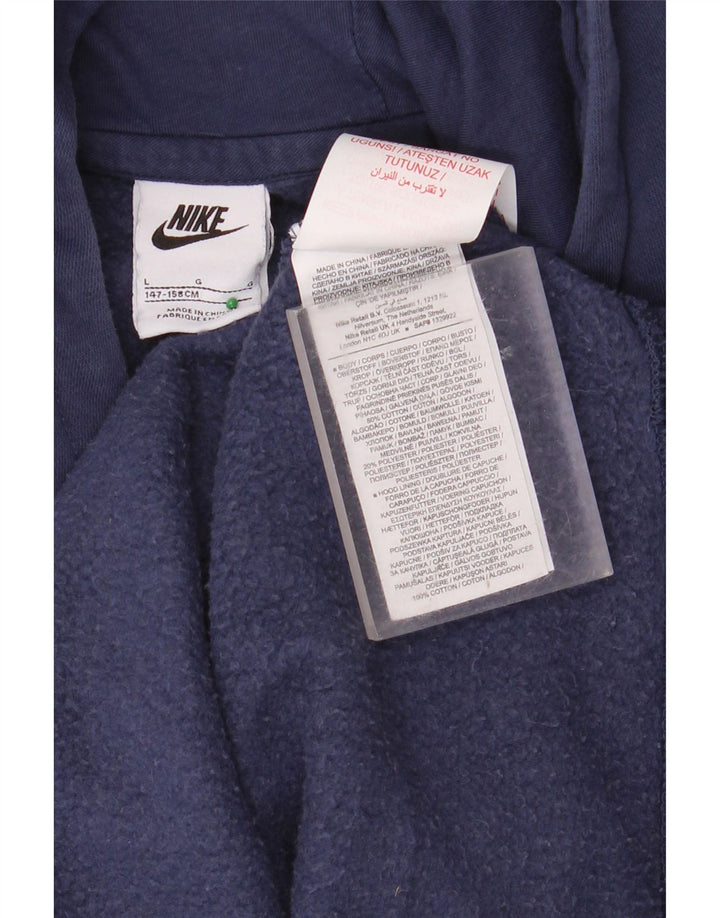 NIKE - Sudadera con capucha para niños, talla grande, color azul marino, algodón, 12-13 años