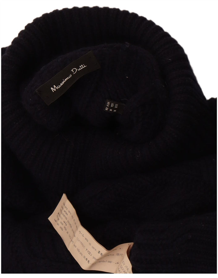 Massimo Dutti Jersey de cuello vuelto para mujer UK 44 Medio Lana Azul Marino