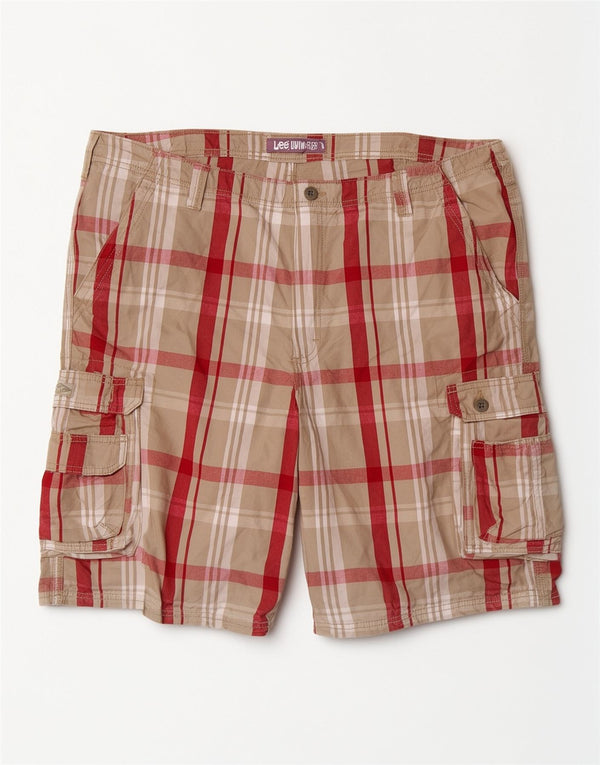 Lee Mens Cargo Shorts W42 2XL Gris Cuadros Algodón