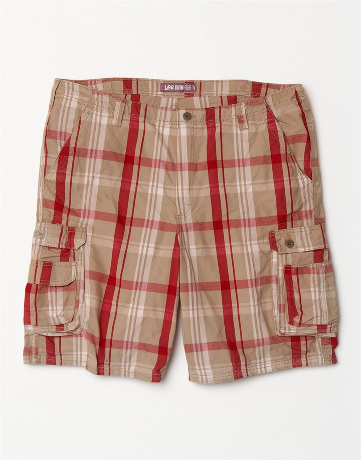 Lee Mens Cargo Shorts W42 2XL Gris Cuadros Algodón