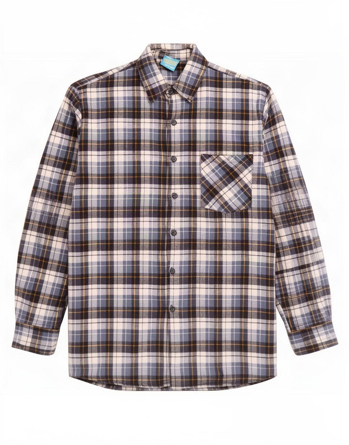 Perth Camisa larga de franela para hombre XL Algodón a cuadros azules