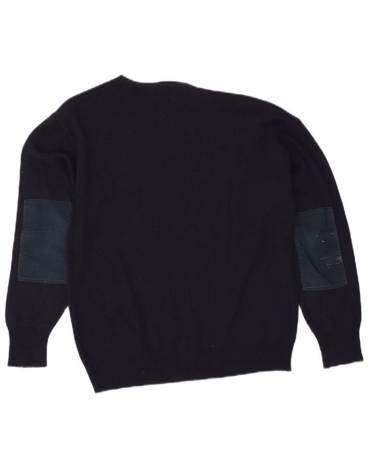 FILA Jersey con cuello barco para hombre, talla pequeña, azul marino