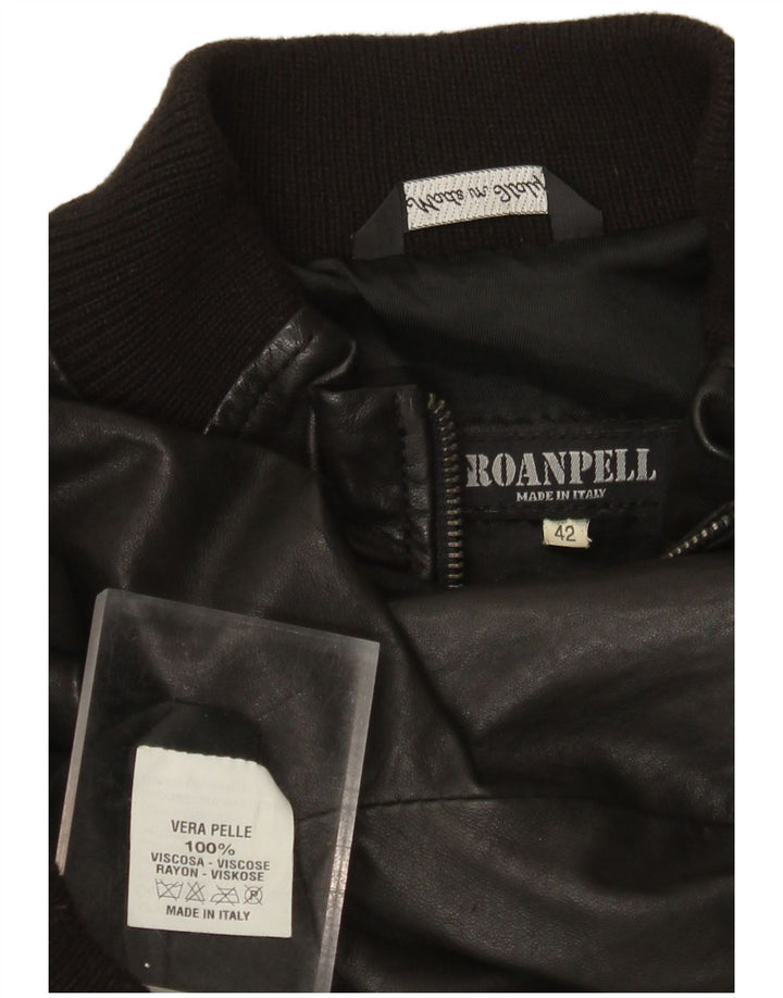 Chaqueta de cuero vintage para mujer IT 42 Cuero negro medio