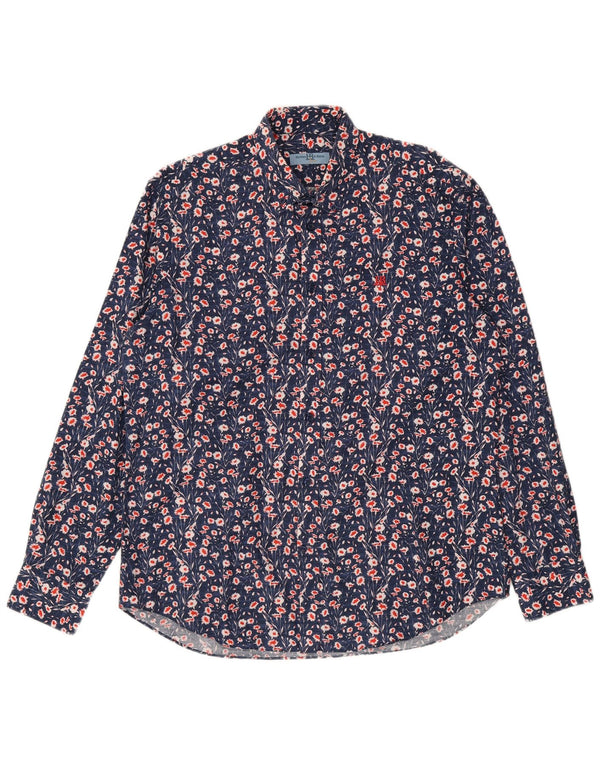 Camisa Harmont & Blaine para hombre XL Algodón floral azul marino