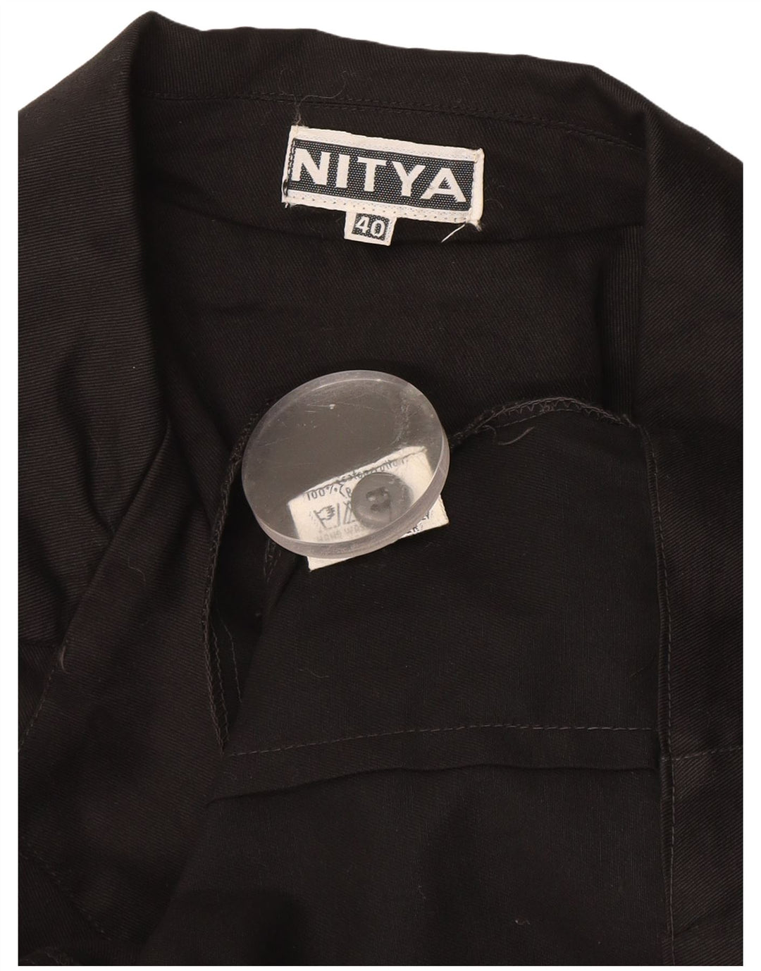 Nitya Chaqueta Blazer de Manga 3/4 con 3 Botones para Mujer IT 40 Small Black Cotton
