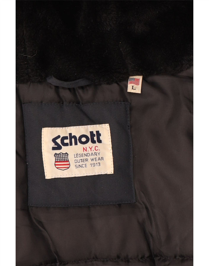 Schott Chaqueta de lona con capucha para hombre UK 40 Large Azul marino
