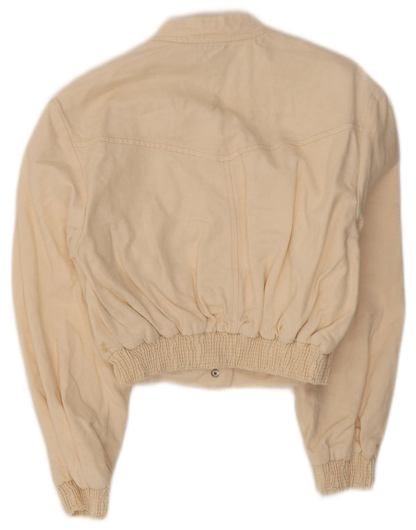Zara Mujer Crop Bomber Jacket UK 10 Small Off White