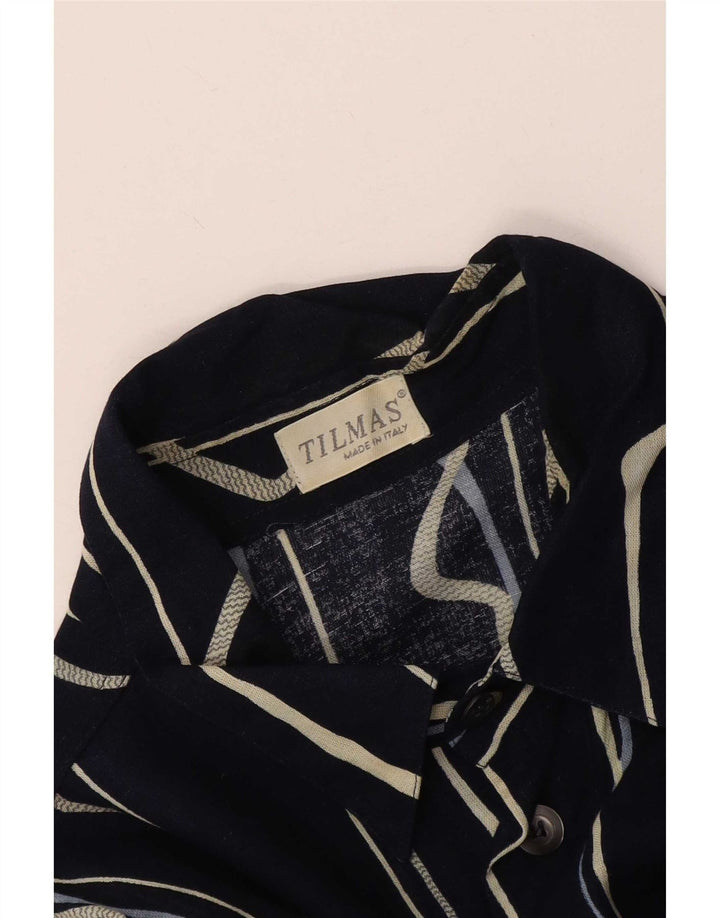 Tilmas Camisa de manga corta para hombre grande azul marino a rayas