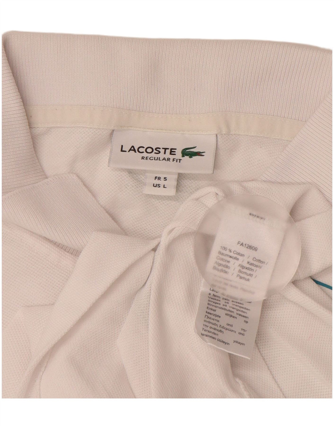 LACOSTE Polo gráfico de corte regular para hombre talla 5 grande algodón blanco