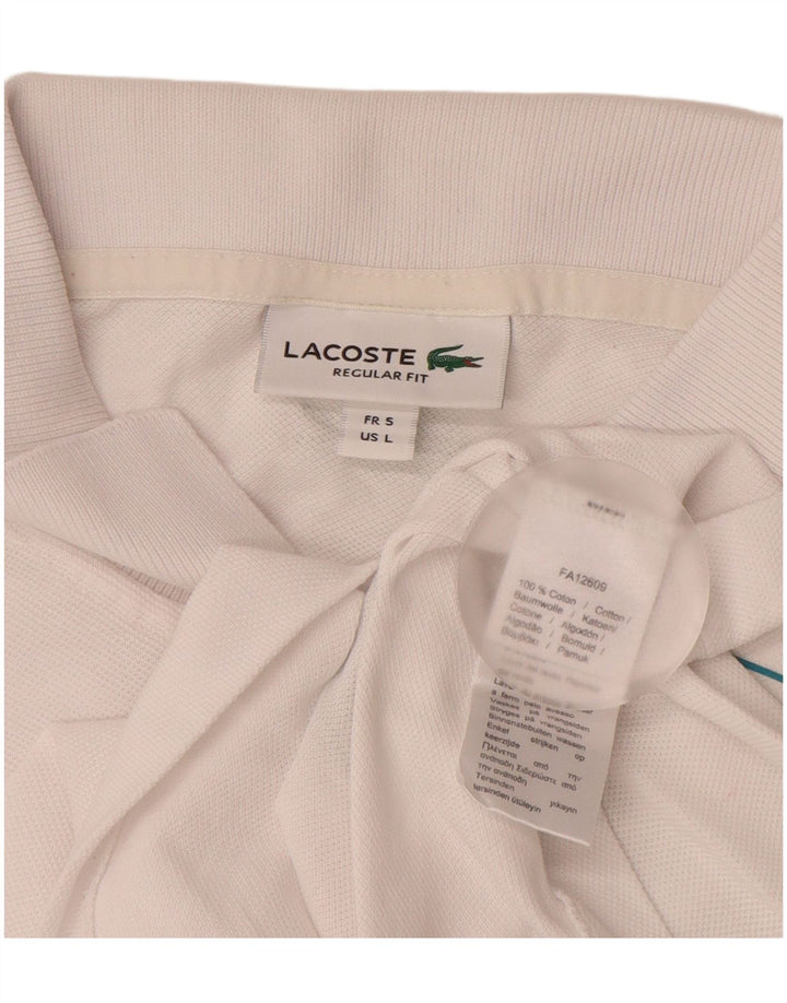 LACOSTE Polo gráfico de corte regular para hombre talla 5 grande algodón blanco