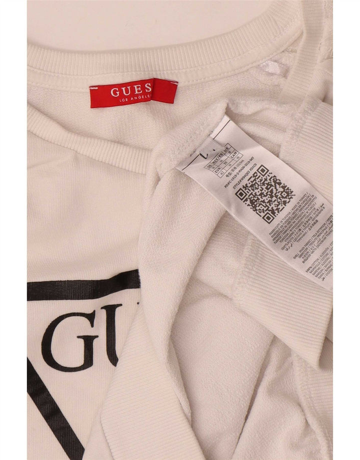 Guess Sudadera gráfica para mujer Jumper UK 8 Small White Polyamide