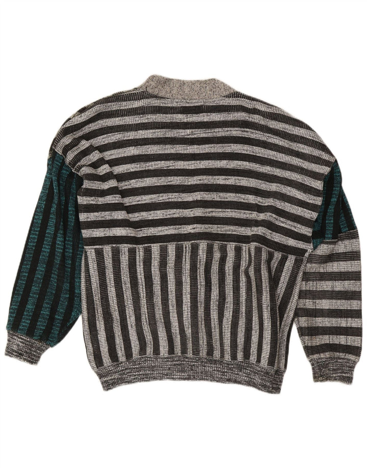 La Squadra Cárdigan para hombre de algodón a rayas gris grande